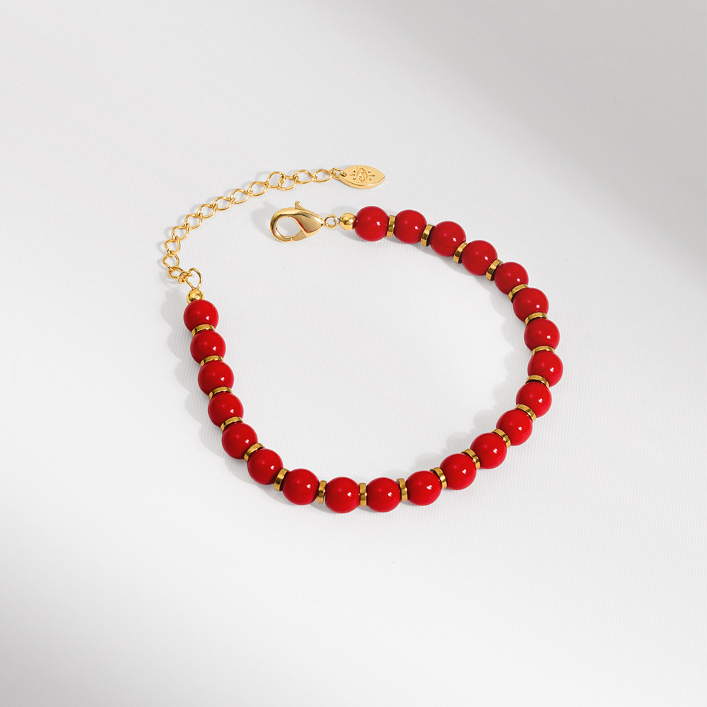PULSEIRA LOVE JADE VERMELHA DOURADO
