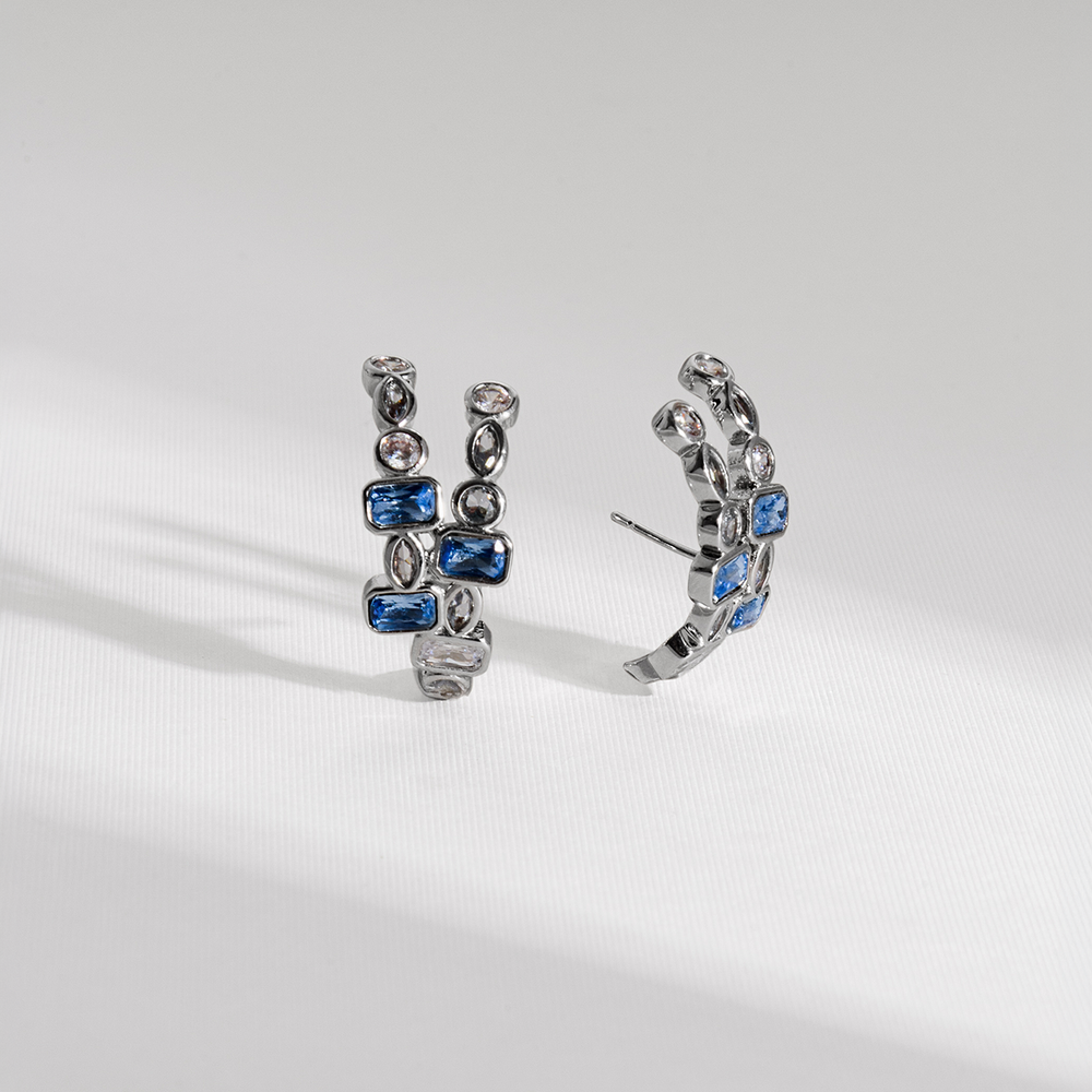 BRINCO DUPLO NUANCES AZUL PRATEADO