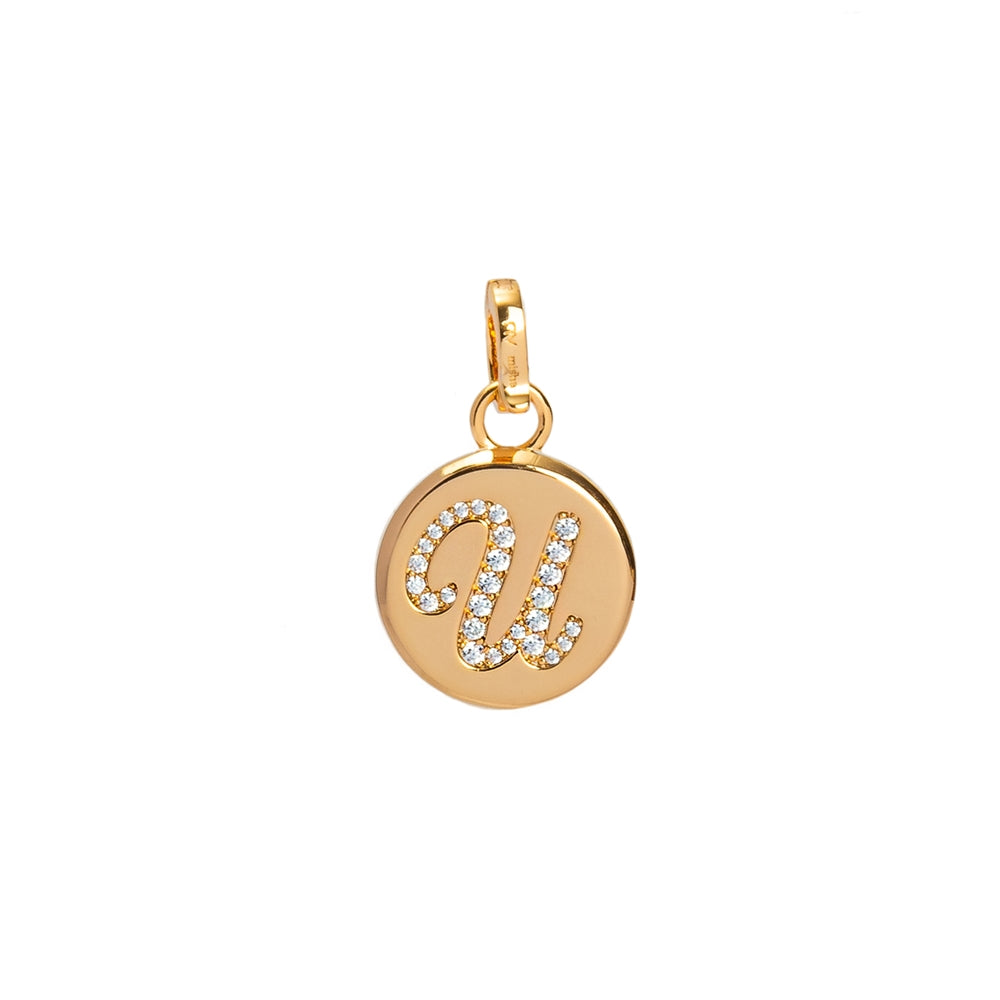 BE CHARM LETRAS CRAVEJADO BOLD PINGENTE DOURADO LETRA U