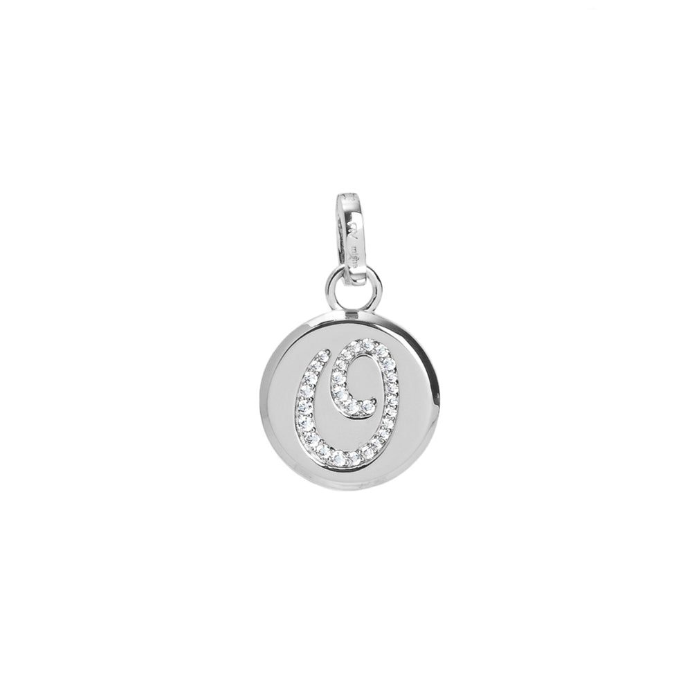 BE CHARM LETRAS CRAVEJADO BOLD PINGENTE PRATEADO LETRA O