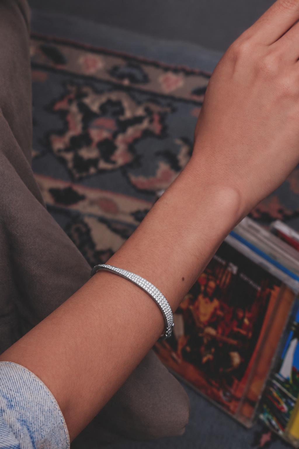 BRACELETE SIENA SHINE CRAVEJADO PRATEADO