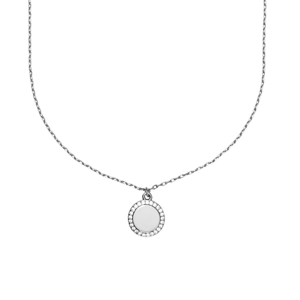 COLAR PERSONALIZAVEL CIRCULO PRATEADO
