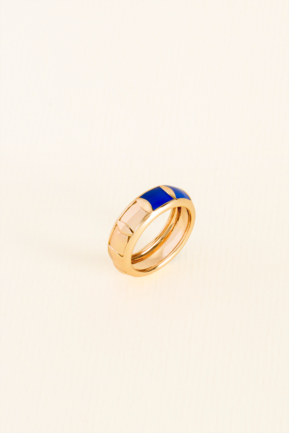 ANEL INTUIÇÃO AZUL ESMALTADO DOURADO