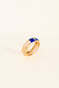 ANEL INTUIÇÃO AZUL ESMALTADO DOURADO
