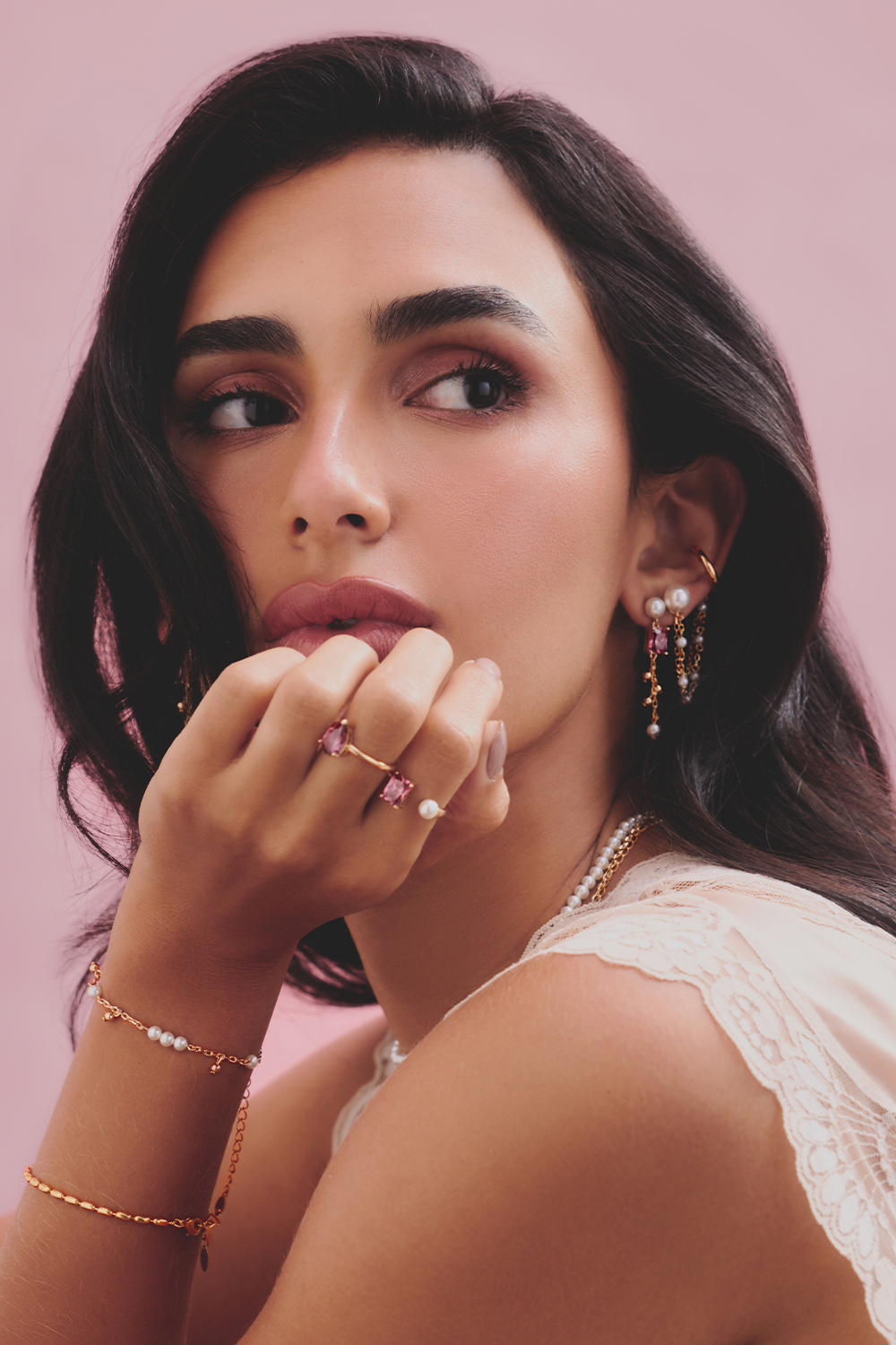 BRINCO PIERCING BLUSH PÉROLAS DOURADO