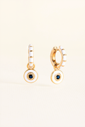 BRINCO ARGOLA INTUIÇÃO BRANCO ESMALTADO DOURADO