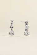 BRINCO LONGO ZIRCONIA GOTAS PRATA 925 PRATEADO