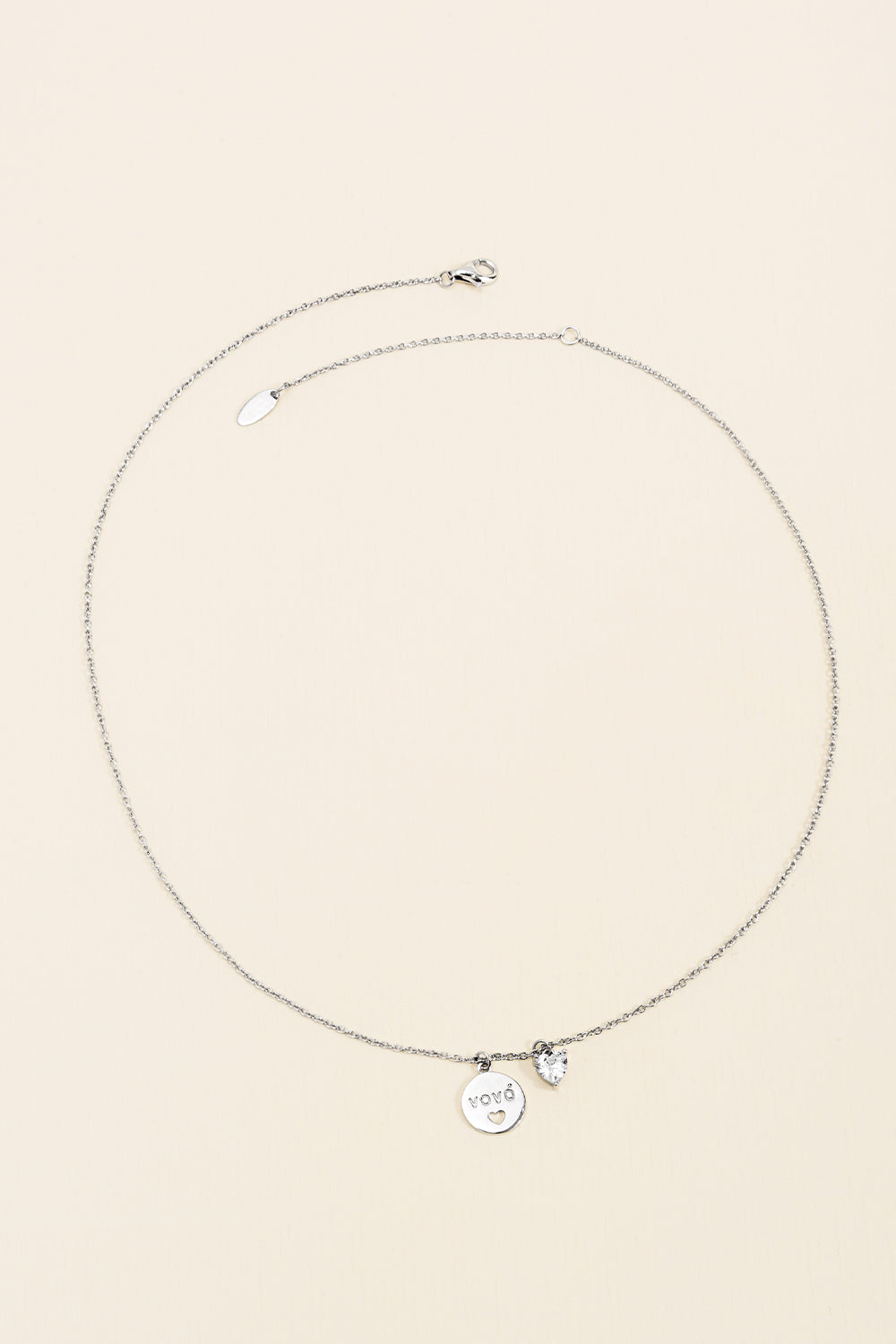 COLAR VOVO CORACAO 40+5CM PRATA 925 PRATEADO