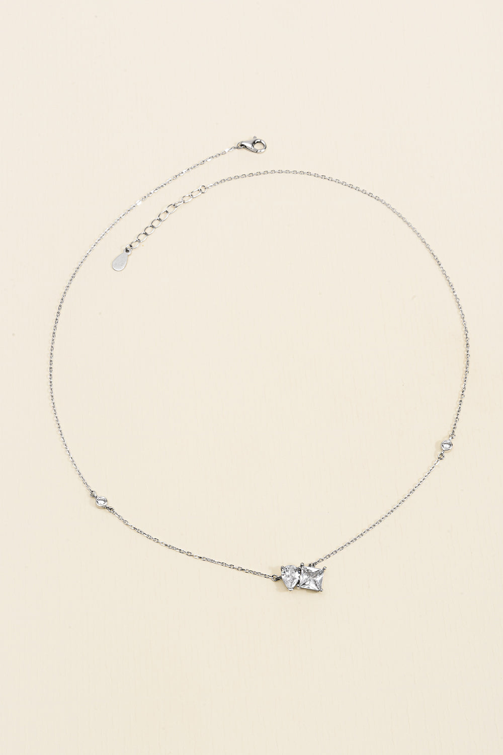 COLAR ZIRCONIA PRINCESS E GOTA PRATA 925 PRATEADO