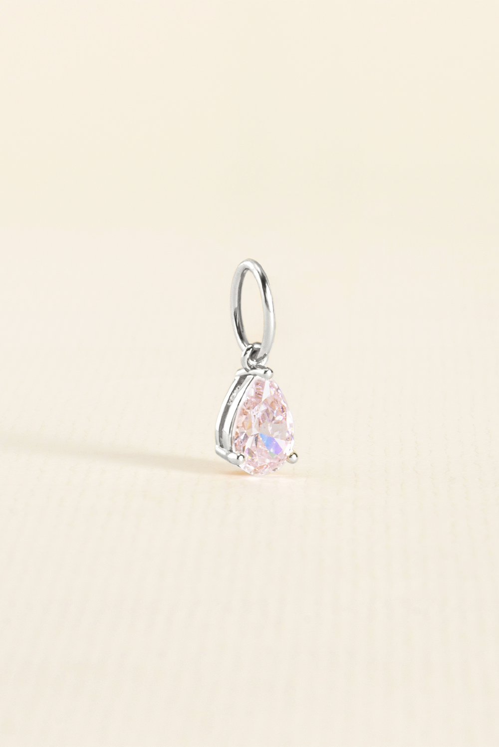 PINGENTE CHARM BAR GOTA ZIRCÔNIA ROSA PRATEADO