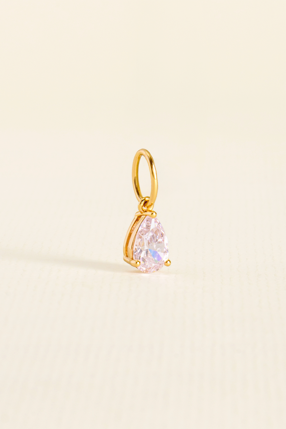 PINGENTE CHARM BAR GOTA ZIRCONIA ROSA DOURADO