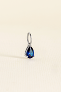 PINGENTE CHARM BAR GOTA ZIRCONIA AZUL PRATEADO