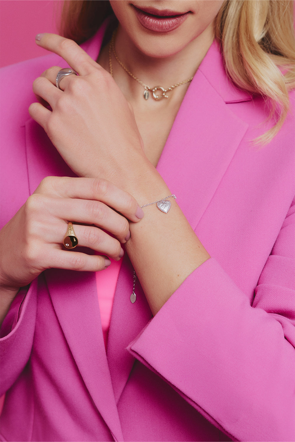 PULSEIRA CORAÇÃO BARBIE PRATEADO