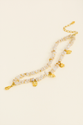 PULSEIRA ENCANTOS DUPLA DE MADREPÉROLA COM TACHINHAS DOURADO DOURADO