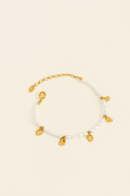 PULSEIRA ENCANTOS DE PÉROLAS NATURAIS COM TACHINHAS DOURADO DOURADO