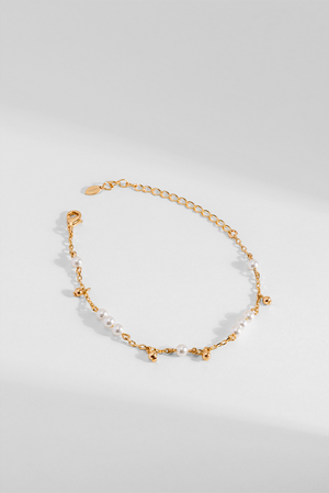 PULSEIRA BLUSH PÉROLAS DOURADO