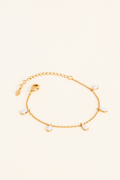PULSEIRA TACHINHAS INTUIÇÃO BRANCA ESMALTADA DOURADO