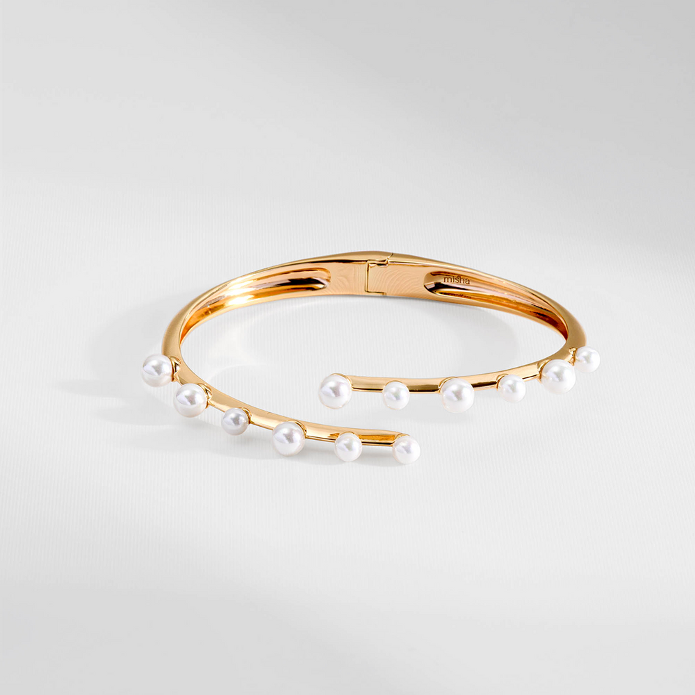 BRACELETE PÉROLAS HALO DOURADO