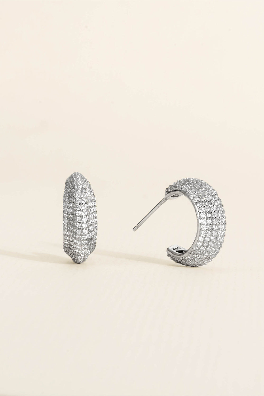 BRINCO ARGOLA ZIRCÔNIA PAVÊ PRATA 925 PRATEADO